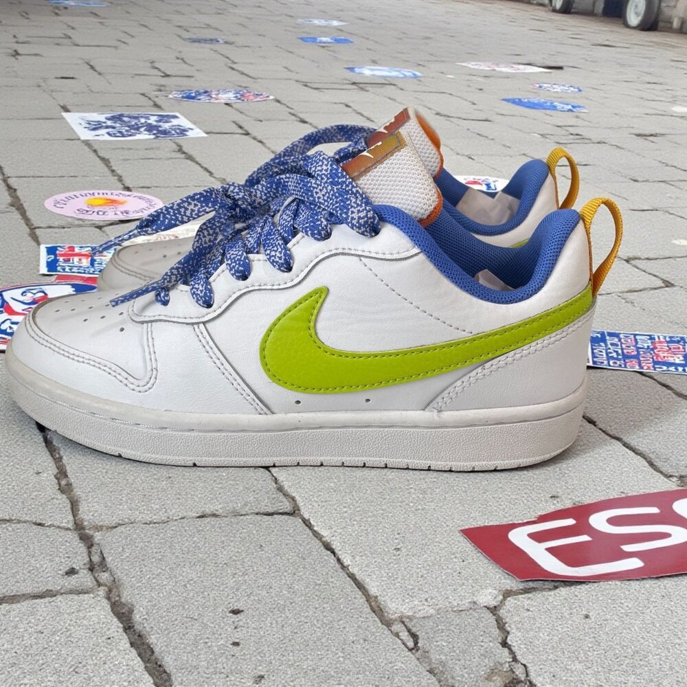 Nike Court Borough Low Recraft White‎ Green Blue Orange Youth 4Y Sneakers Retro